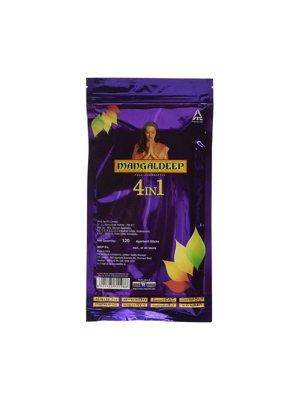Mangaldeep Puja Agarbatti 4 in 1 Ziplock 120 Sticks