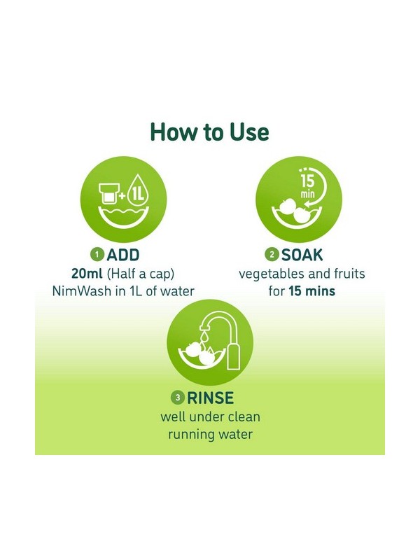 Nimwash Vegetable & Fruit Wash, 100% Natural Action Removes Pesticides & 99.9% Germs (1000 ml) 