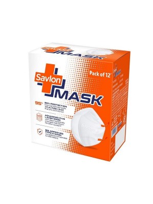 Savlon Mask - Pack of 12 (BIS Certified FFP2 S Mask - comparable to N95, Ear-loop model with Head-Band Converter Strip)