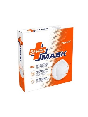 Savlon Mask - Pack of 4 (BIS Certified FFP2 S Mask - comparable to N95, Head-band model with adjustable straps)