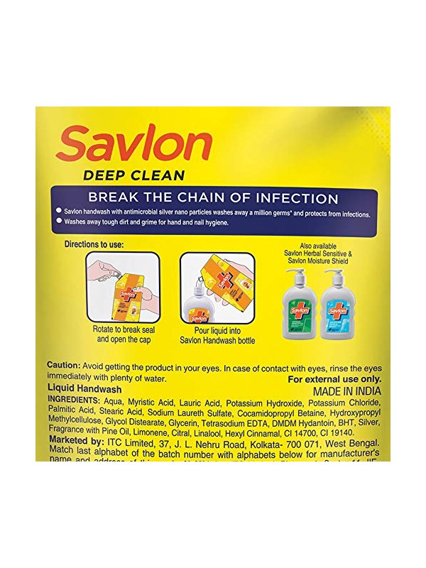 Savlon Deep Clean Hand Wash - 200 ml with free 185 ml