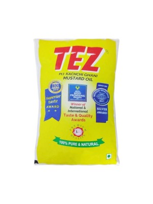 Tez Pt3 Kachchi Ghani Mustard Oil Pouch  (1L)