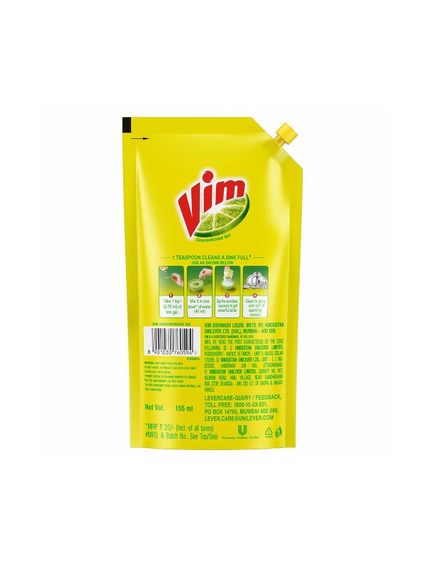 Vim Liquid Yellow Pouch 155 ml