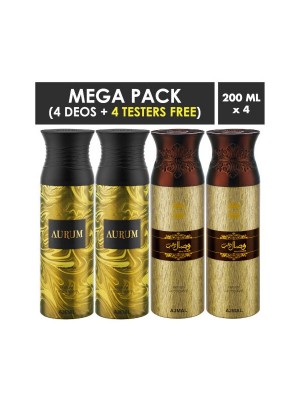 Ajmal Aurum & Wisal Dhahab Deodorant Spray for Men & Women (200 ml, Pack Of 4)