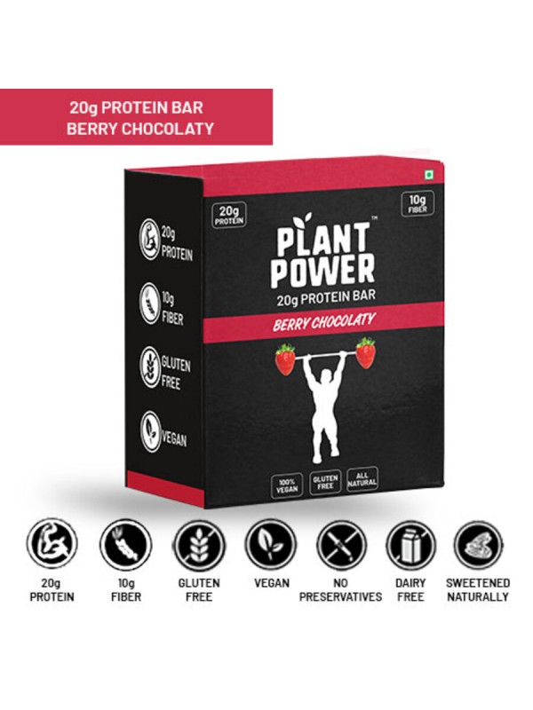 Plant Power 20 gm Protein Bar - Berry Chocolaty (72g x 6)