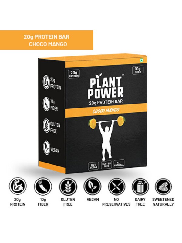 Plant Power 20 gm Protein Bar - Choco Mango (72g x 6)