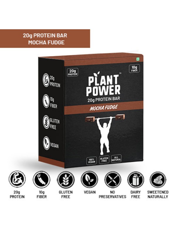 Plant Power 20 gm Protein Bar - Mocha Fudge (72g x 6)