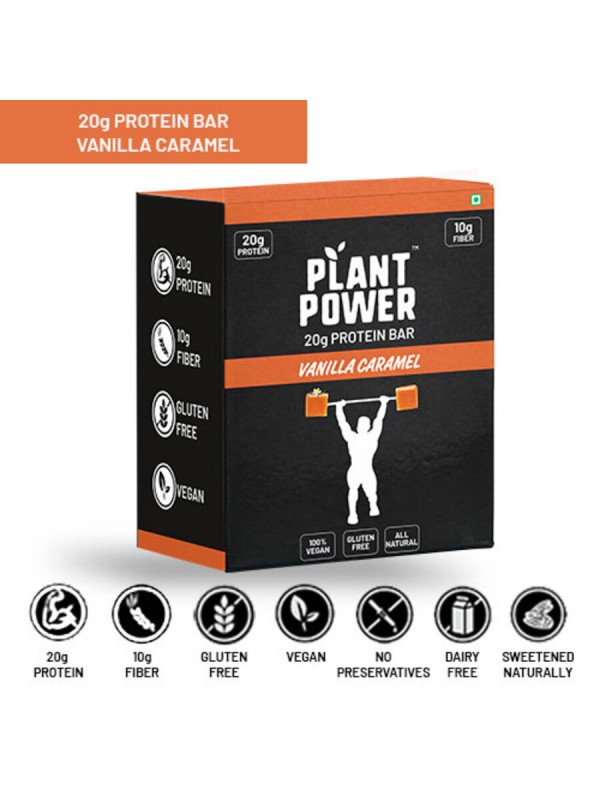 Plant Power 20 gm Protein Bar - Vanilla Caramel (72g x 6)