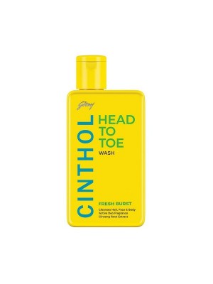Cinthol Head To Toe 3-In-1 Wash (Shampoo Face And Body) - Fresh Burst 190ml