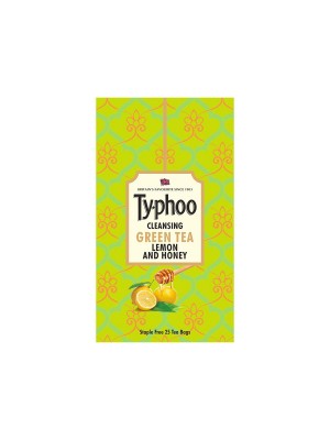 Typhoo Natural Green Tea Lemon and Honey with 25 Heat Sealed Enveloped Bags - 90 g