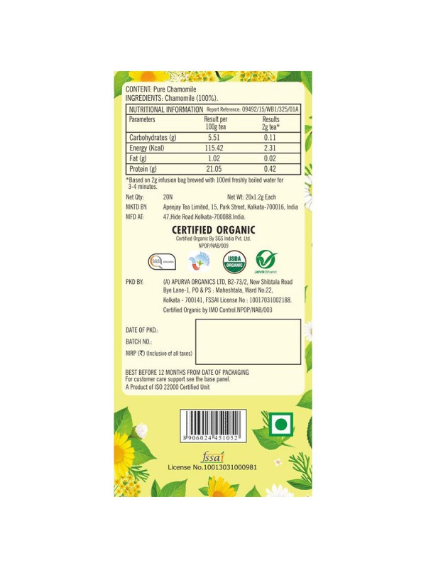 Typhoo Calming Organic Chamomile Tea with Pure Chamomile
