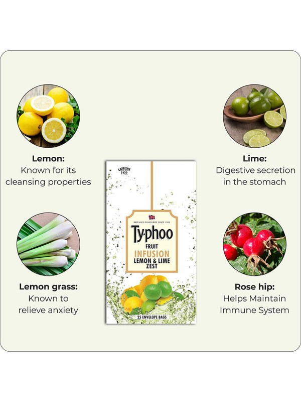 Typhoo Fruit Infusion Tea - Lemon & Lime Zest - 25 Bags