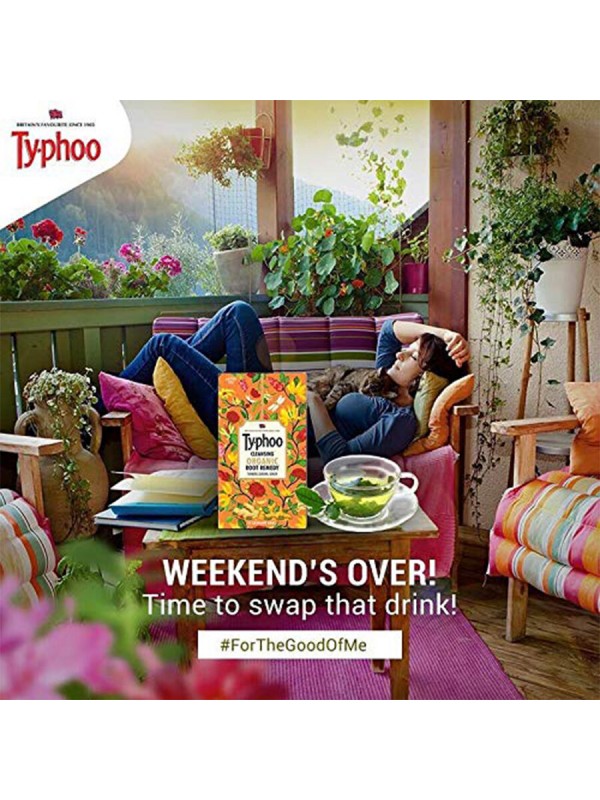 Typhoo Cleansing Organic Root Remedy Ginger - Ginseng - Turmeric Herbal Infusion Bags Box  (20 Bags)
