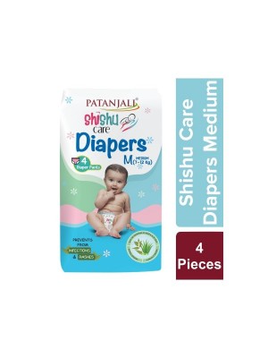 Patanjali Shishu Care Baby Diaper - Medium (4 Pieces)