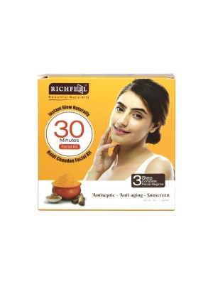 Richfeel Haldi Chandan Facial Kit- One Time Use Facial Kit With Scrub Cream And Face Pack
