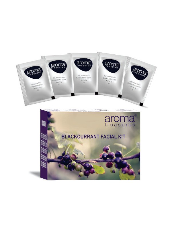 Aroma Treasures Blackcurrant Single Time Use Facial Kit - Face Wash Scrub Moisturising Cream Face Gel & Face Mask