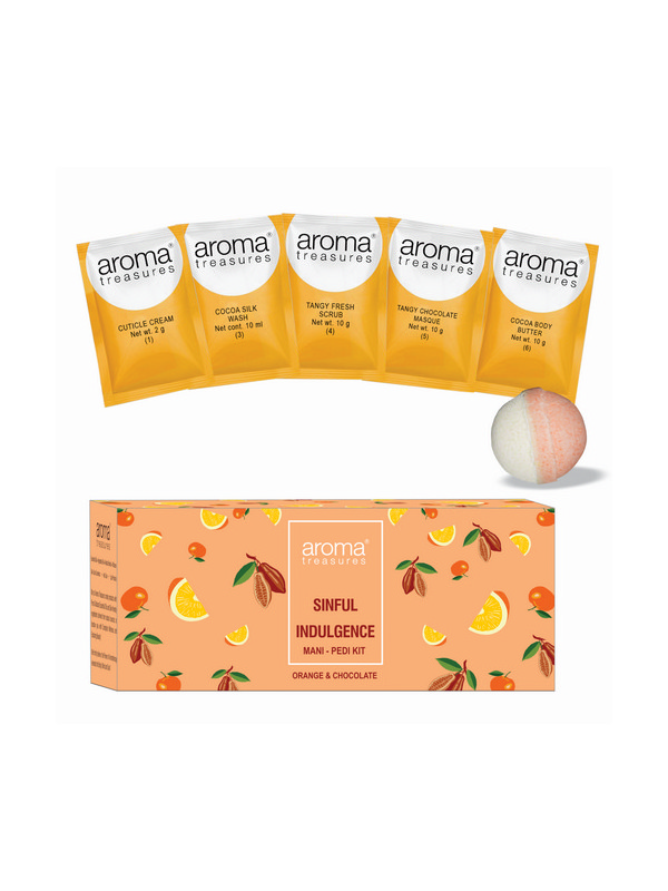 Aroma Treasures Sinful Indulgence Mani-Pedi Kit- 87 gm with Orange And Chocolate