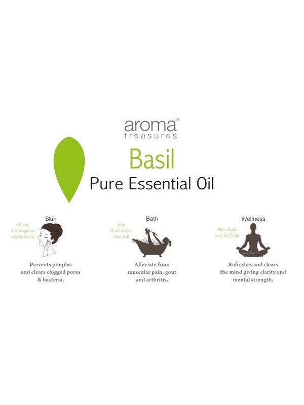Aroma Treasures Basil (Sweet) Essential Oil 100% Pure & Natural - 10 ml