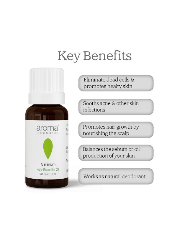 Aroma Treasures Geranium Essential Oil 100% Pure & Natural 10ml