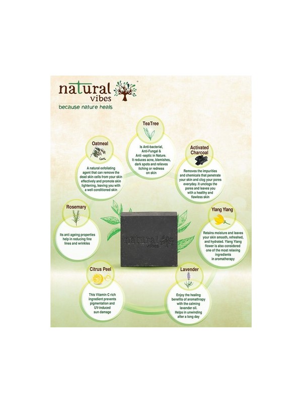 Natural Vibes Tea Tree Charcoal Soap 150 gm