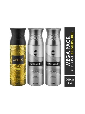 Ajmal Aurum & Silver Shade & Silver Shade Deodorant Spray  for Men & Women (200 ml, Pack Of 3)