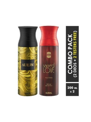 Ajmal Aurum Femme & Sacredlove Deodorant Spray for Women (200 ml, Pack Of 2)