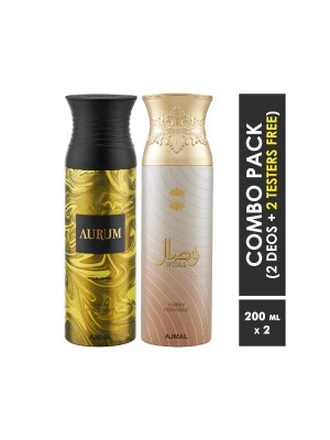 Ajmal Aurum Femme & Wisal Deodorant Spray for Women (200 ml, Pack Of 2)