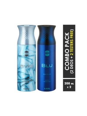 Ajmal Avid & Blu & Blu Deodorant Spray  for Men (200 ml, Pack Of 3)