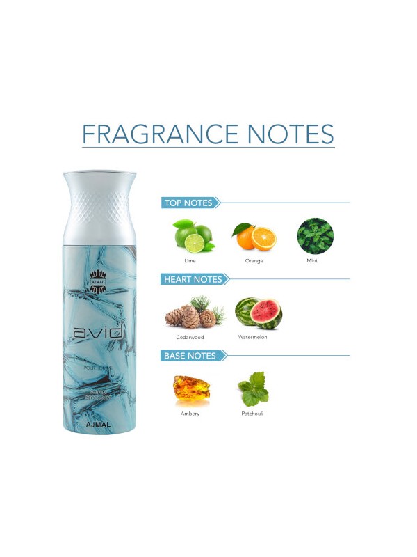 Ajmal Avid & Blu & Carbon Deodorant Spray  for Men (200 ml, Pack Of 3)