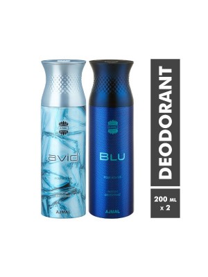 Ajmal Avid & Blu Deodorants for Men (200 ml, Pack Of 2)