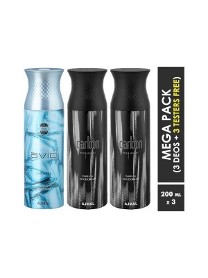 Ajmal Avid & Carbon & Carbon Deodorant Spray  for Men (200 ml, Pack Of 3)