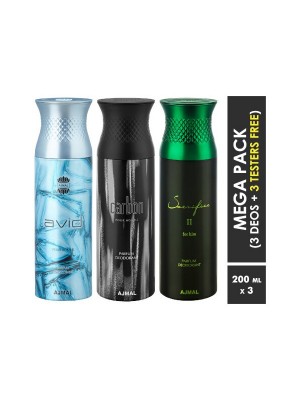 Ajmal Avid & Carbon & Sacrifice II Deodorant Spray  for Men (200 ml, Pack Of 3)