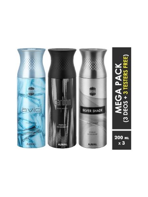 Ajmal Avid & Carbon & Silvershade Deodorant Spray  for Men (200 ml, Pack Of 3)