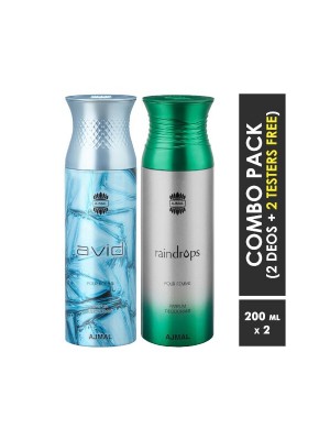 Ajmal Avid & Raindrops Deodorants for Men & Women (200 ml, Pack Of 2)