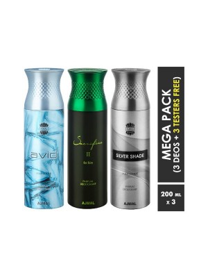 Ajmal Avid & Sacrifice II & Silver shade Deodorant Spray  for Men (200 ml, Pack Of 3)