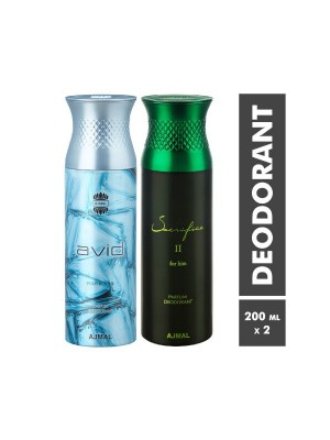 Ajmal Avid & Sacrifice II Him Deodorant (200 ml, Pack Of 2)