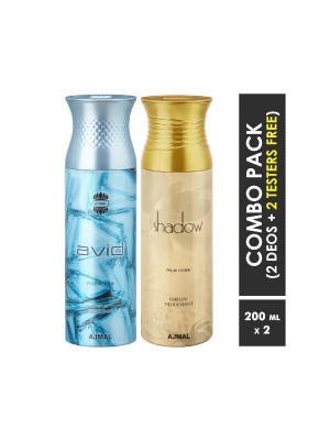 Ajmal Avid & Shadow her Deodorants for Men & Women (200 ml, Pack Of 2)