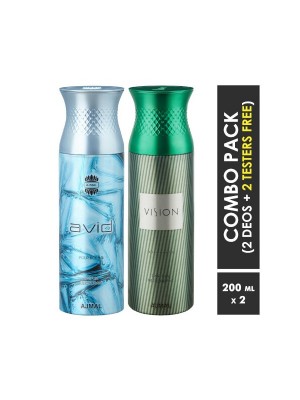 Ajmal Avid & Vision Deodorants for Men (200 ml, Pack Of 2)