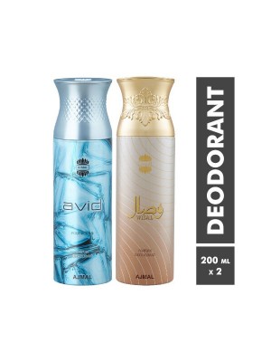 Ajmal Avid Homme & Wisal Deodorant Spray for Men & Women (200 ml, Pack Of 2)