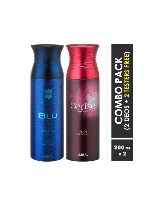 Ajmal Blu & Cerise Deodorants for Men & Women (200 ml, Pack Of 2)