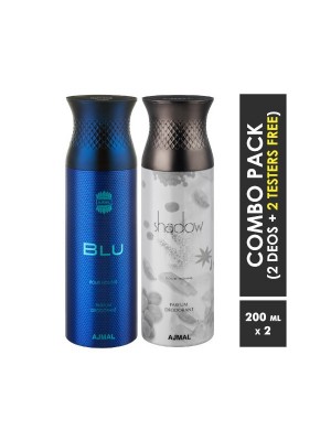 Ajmal Blu & Shadow him Deodorants for Men (200 ml, Pack Of 2)