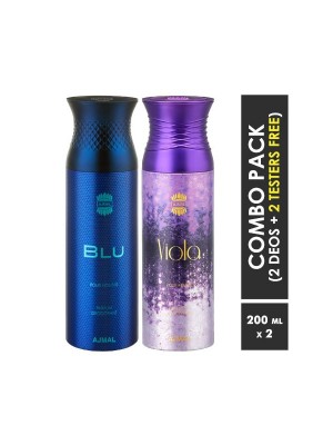 Ajmal Blu & Viola Deodorants for Men & Women (200 ml, Pack Of 2)