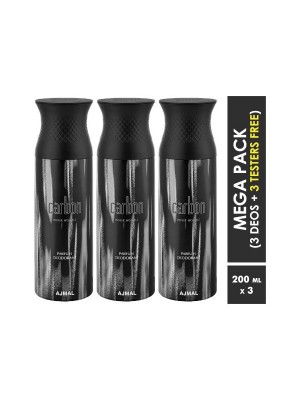 Ajmal Carbon Deodorant Spray  for Men (200 ml, Pack Of 3)
