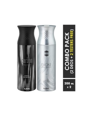 Ajmal Carbon & Evoke silver him Deodorants for Men (200 ml, Pack Of 2)