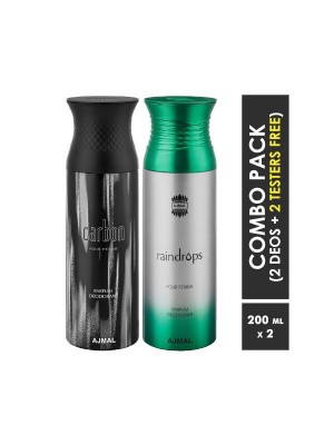 Ajmal Carbon & Raindrops Deodorants for Men & Women (200 ml, Pack Of 2)