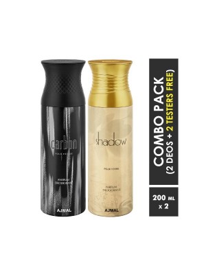 Ajmal Carbon & Shadow her Deodorants for Men & Women (200 ml, Pack Of 2)