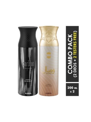 Ajmal Carbon Homme & Wisal Deodorant Spray for Men & Women (200 ml, Pack Of 2)