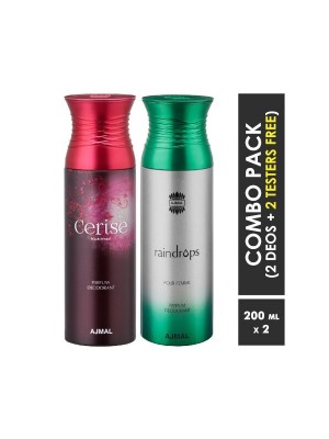 Ajmal Cerise & Raindrops Deodorants for Women (200 ml, Pack Of 2)