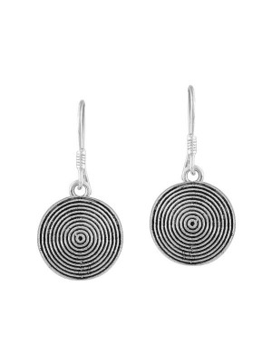 Queen Be  Oxidised Concentric Circle Shepherd Hook Danglers