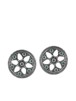 Queen Be  Oxidised Flower Round Studded Tops
